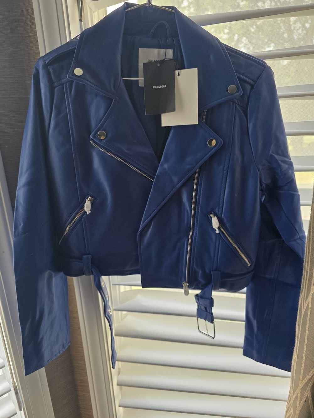 Pull&Bear Deep Blue Faux Leather Moto Jacket